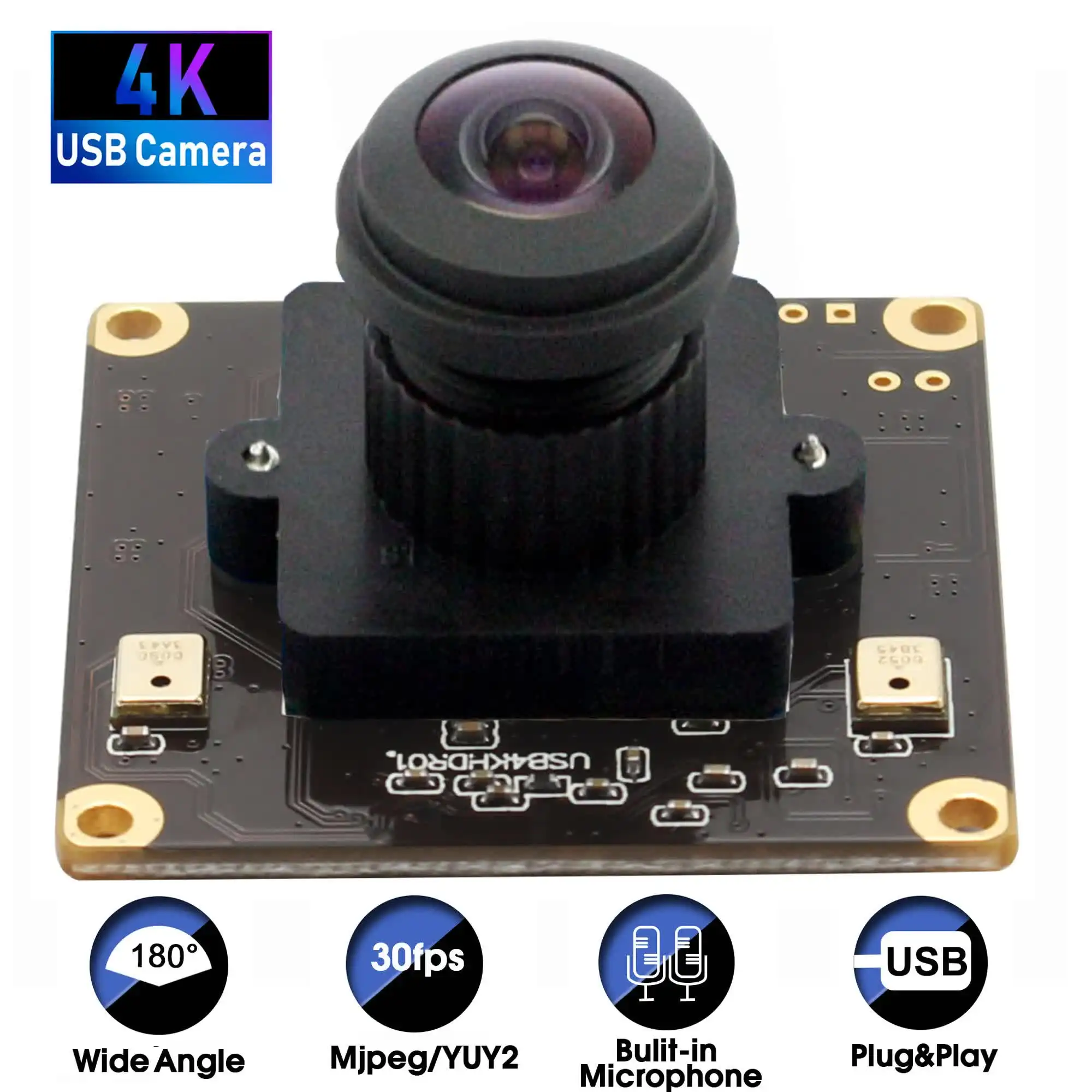 SVPRO Ultra HD 3840X2160 30FPS 4K USB Camera CMOS IMX317 Wide Angle 180 Degree Fisheye Camera Module USB with Microphones