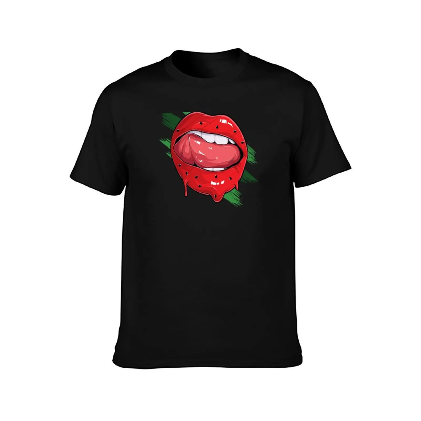 Woman watermelon red lips T-Shirt cotton graphic tees T-shirts man anime shirt tees Men's clothing