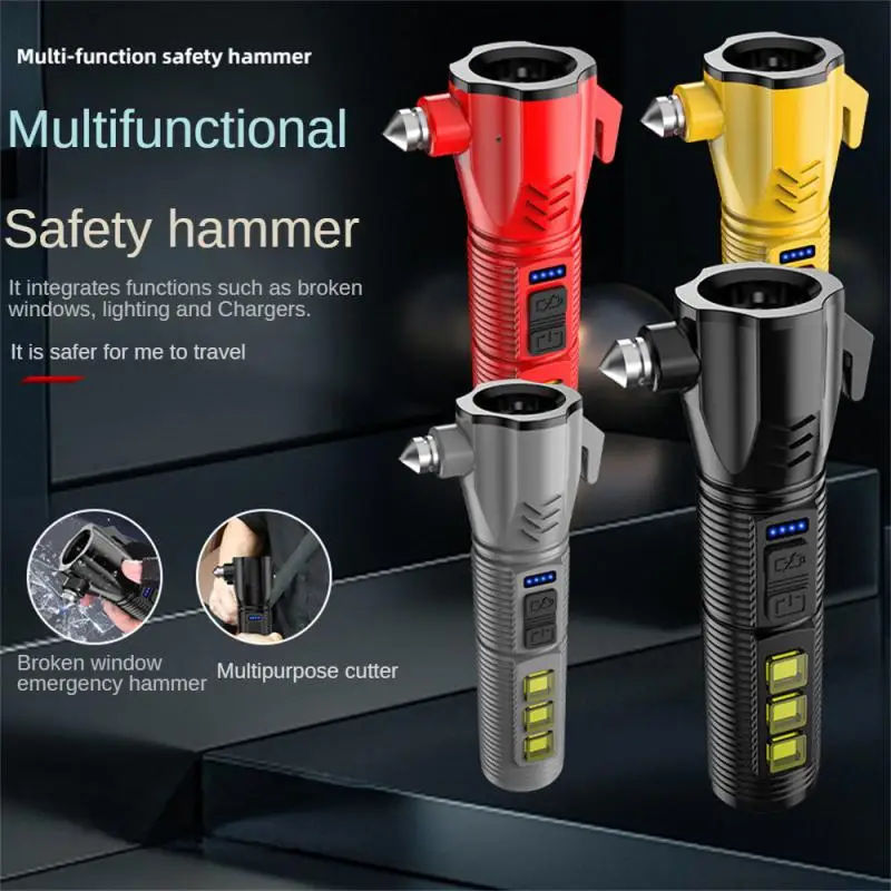 Emergency Self-defense And Rescue Hammer Flashlight Lighting Flashlight Multifunctional Lighting