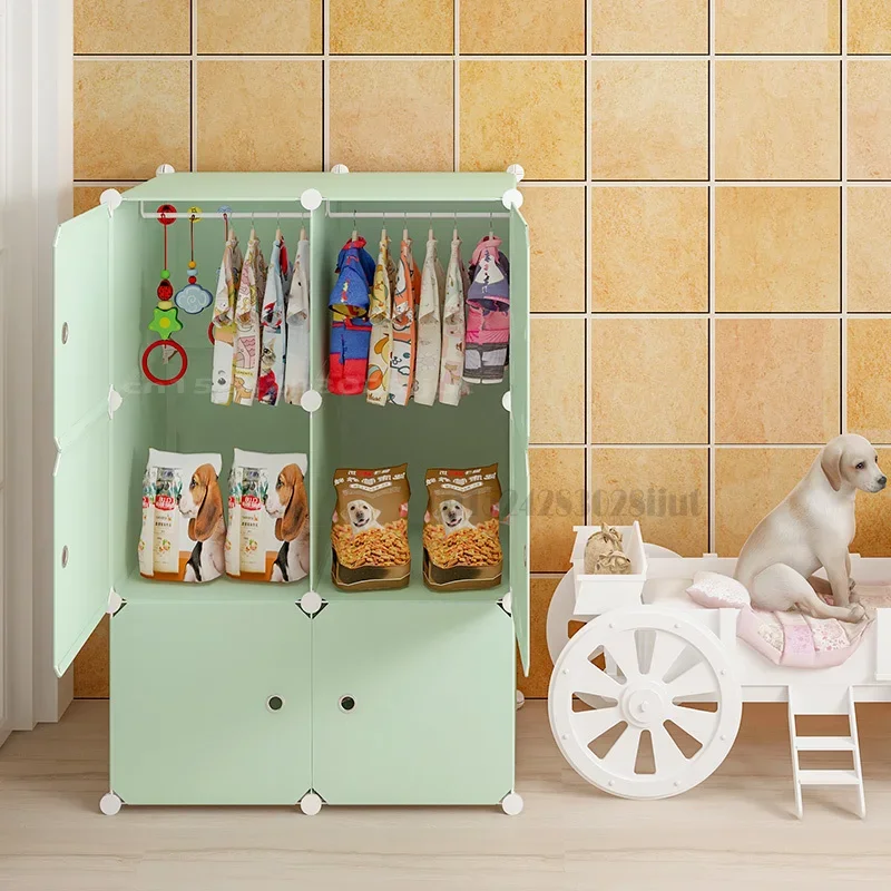 Removable Pet Wardrobe: Plastic Storage Cabinet with Hanger, Organized Pet Apparel, Clothing Rack, Portable Pet Closet,