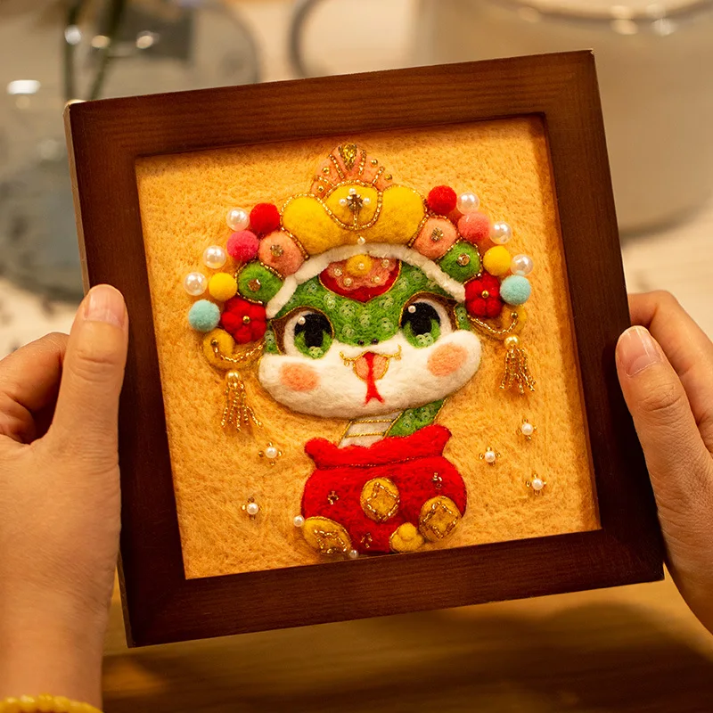 

18 см милый мультяшный шерстяной фетр, материал ручной работы своими руками, кукла с вышивкой бисером, трехмерная фоторамка и украшение для фотографий