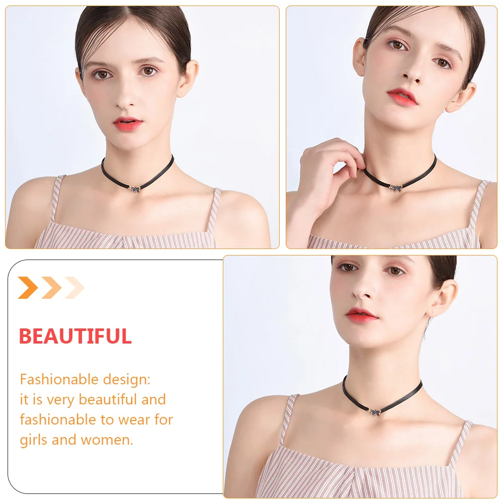 

2Pcs Neck Chain Necklace Short Choker Women Clavicle Butterfly Necklace Durable Fashion Jewelry Accessory