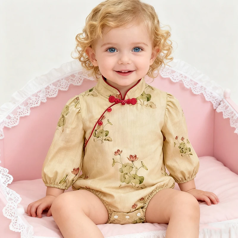 

Christmas Neonate Jumpsuits Babies Girl Autumn Collection 0-3 years old Babies Romper Lotus One Piece Cute baby Girl Romper