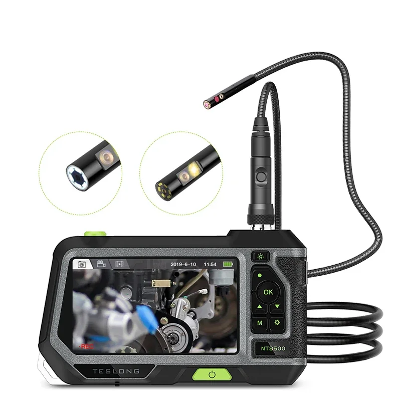 NTS500 5'' LCD 1080P Digital Industrial Endoscope Pipe Camera  Flexible Snake Tube Dual Lens Car Borehole Inspection System