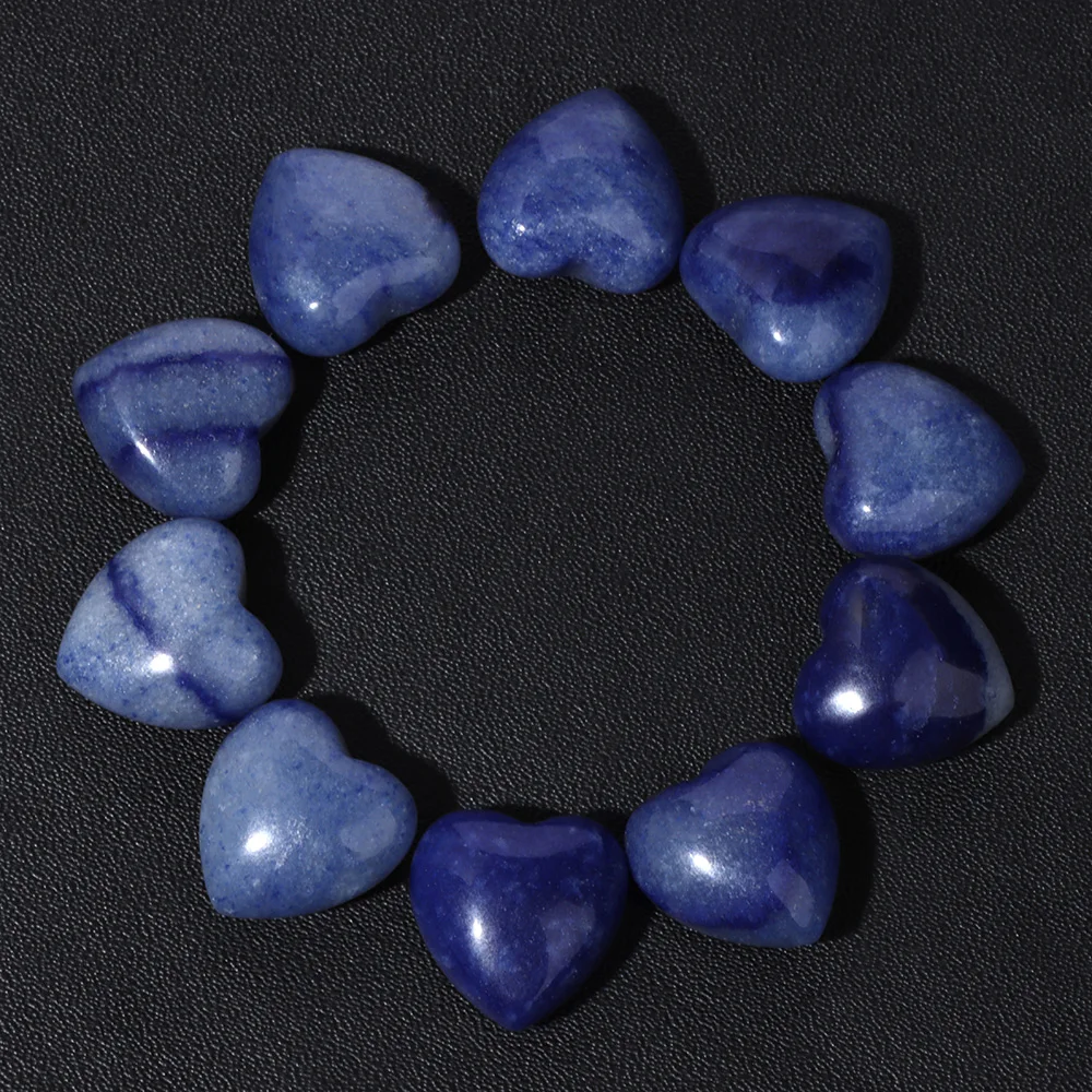 5PCS Natural Heart Shape Gems Stone 15MM No Hole Aventurine Agates Quartz Healing Stones For Jewelry Making DIY Home Decoration