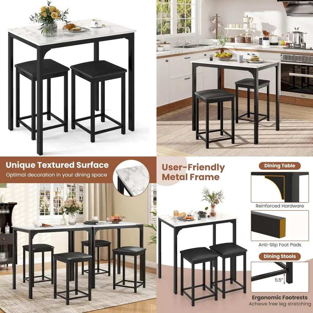 

Набор обеденных столов Giantex из 3 предметов на 2 человека, барный стол с высотой стойки, столешница из искусственного мрамора, металлический каркас, барные стулья объемом 330 фунтов, спа