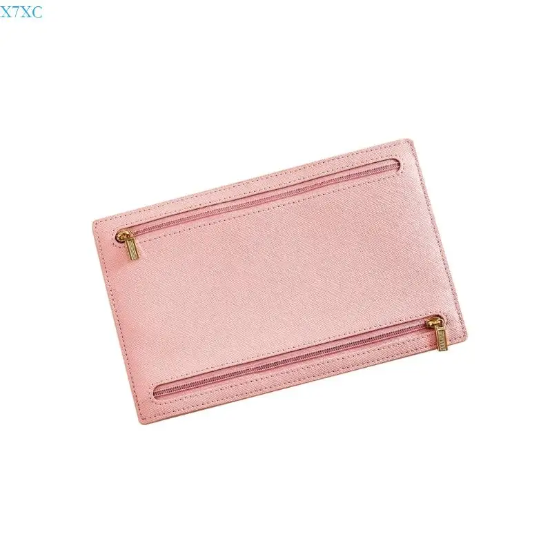 

X7XC Premium PU Leather Travel Essential Zippered Closure Document Protector Card Slots Cash Storage For Vacation Trip