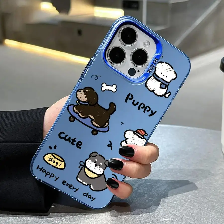 아이폰 14 15 16 플러스 11 12 13 프로 맥스 17 에어 16e용 소프트 쉘 폰 케이스 귀여운 만화 강아지 디자인