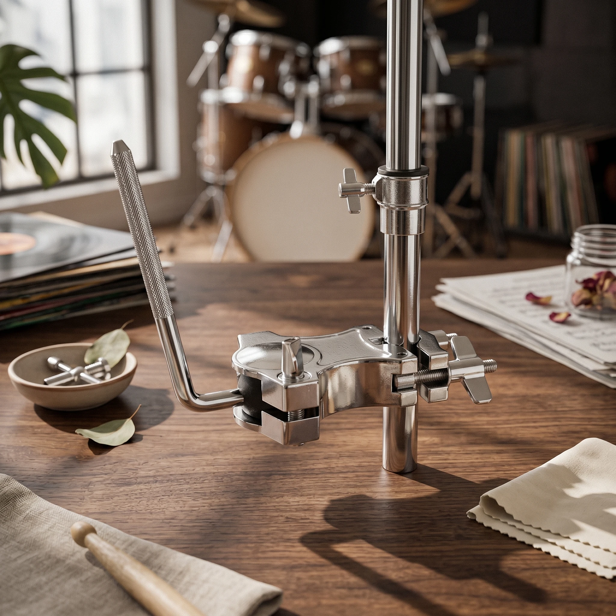 Single Ball Drum Clamp Adjustable Angle Drum Ball Clamp L Rod Holder Stable Support Music Hardware Easy to Install for Drummers