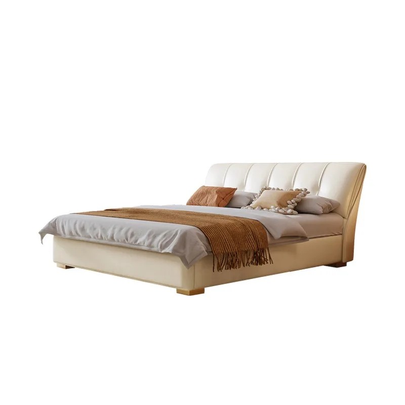 

Simple modern light luxury parallel high box storage small apartment double master bedroom large bed box leather bed