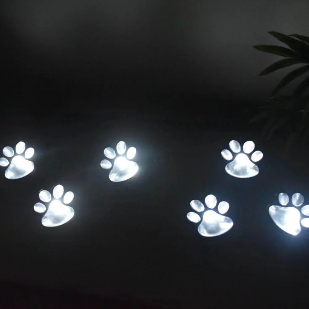 足跡ソーラー屋外ライト、ソーラーライト屋外猫足ライト、猫子犬動物ガーデンライトパスランプ歩道ライト