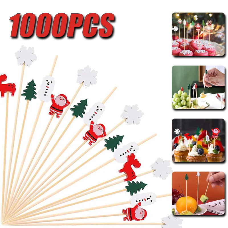 Christmas fruit sticks disposable bamboo sticks snowflake christmas tree elk santa claus fruit sticks christmas decorations