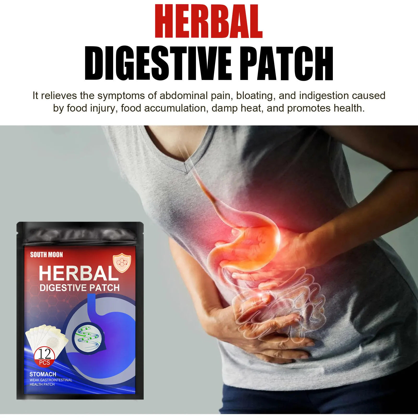 Herbal Digestive Patch Treatment Gastritis Gastroenteritis Improve Intestinal Flatulence Indigestion Stomach Pain Relief Sticker