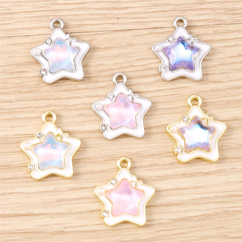 5 Stück 16 x 19 mm niedliche Kristall-Stern-Charms-Anhänger für Schmuckherstellung, Tropfen-Ohrringe, Halsketten, Armbänder, Zubehör, DIY, Basteln, Geschenke – Detail 9