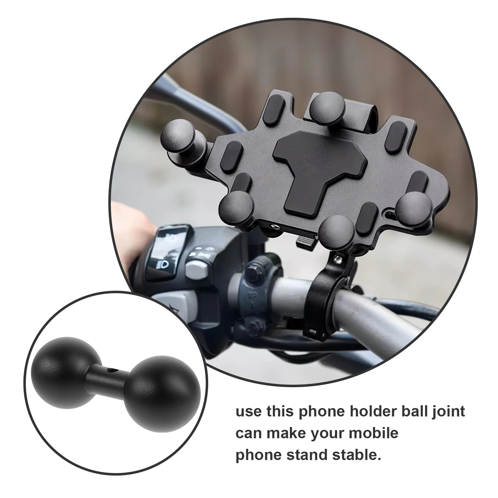 

25mm Dual Ball Joint Connecting Rod Bracket Motorcycle Phone Holder Stable Aluminum Arm Adapter Mount Compatible Bikes