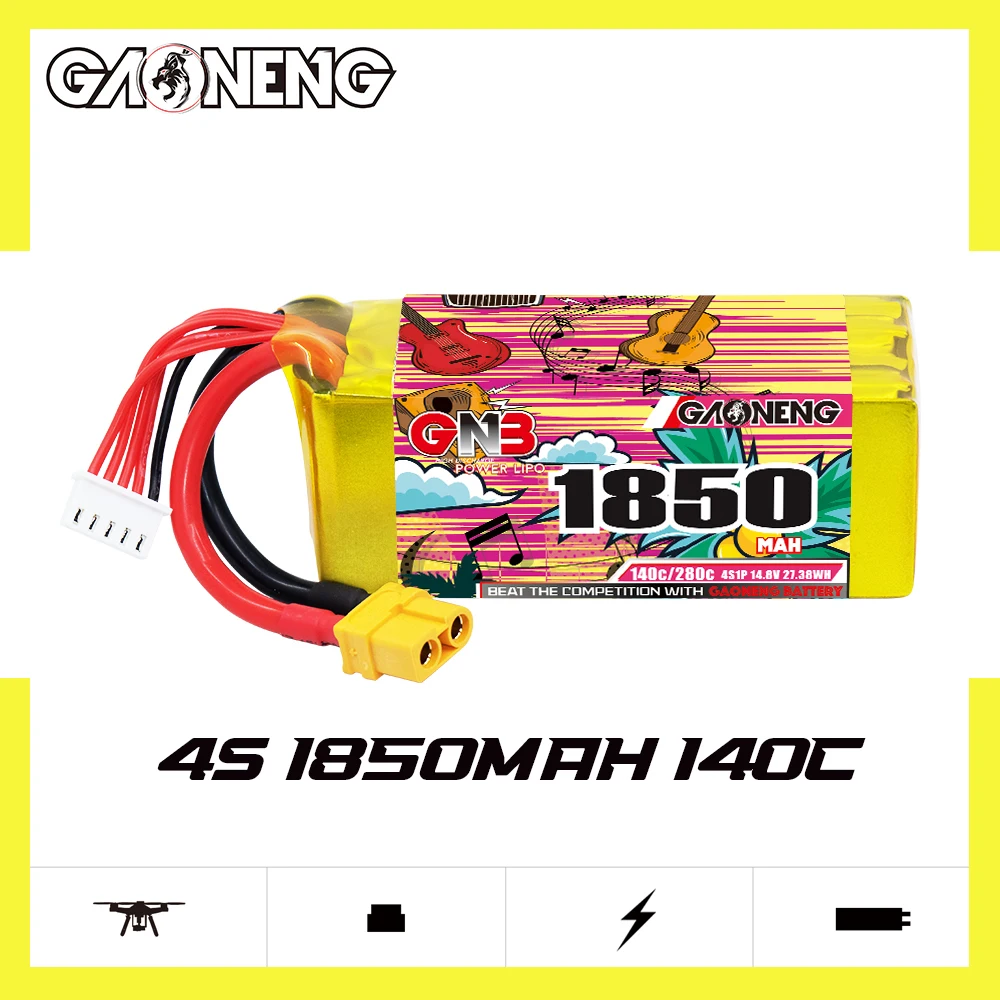 GNB يبو بطارية 4S 14.8V 1100mAh 1350mAh 1550mAh 1850mAh 140C مع XT60 ل FPV الطائرة بدون طيار كوادكوبتر طائرة هليكوبتر RC البطارية