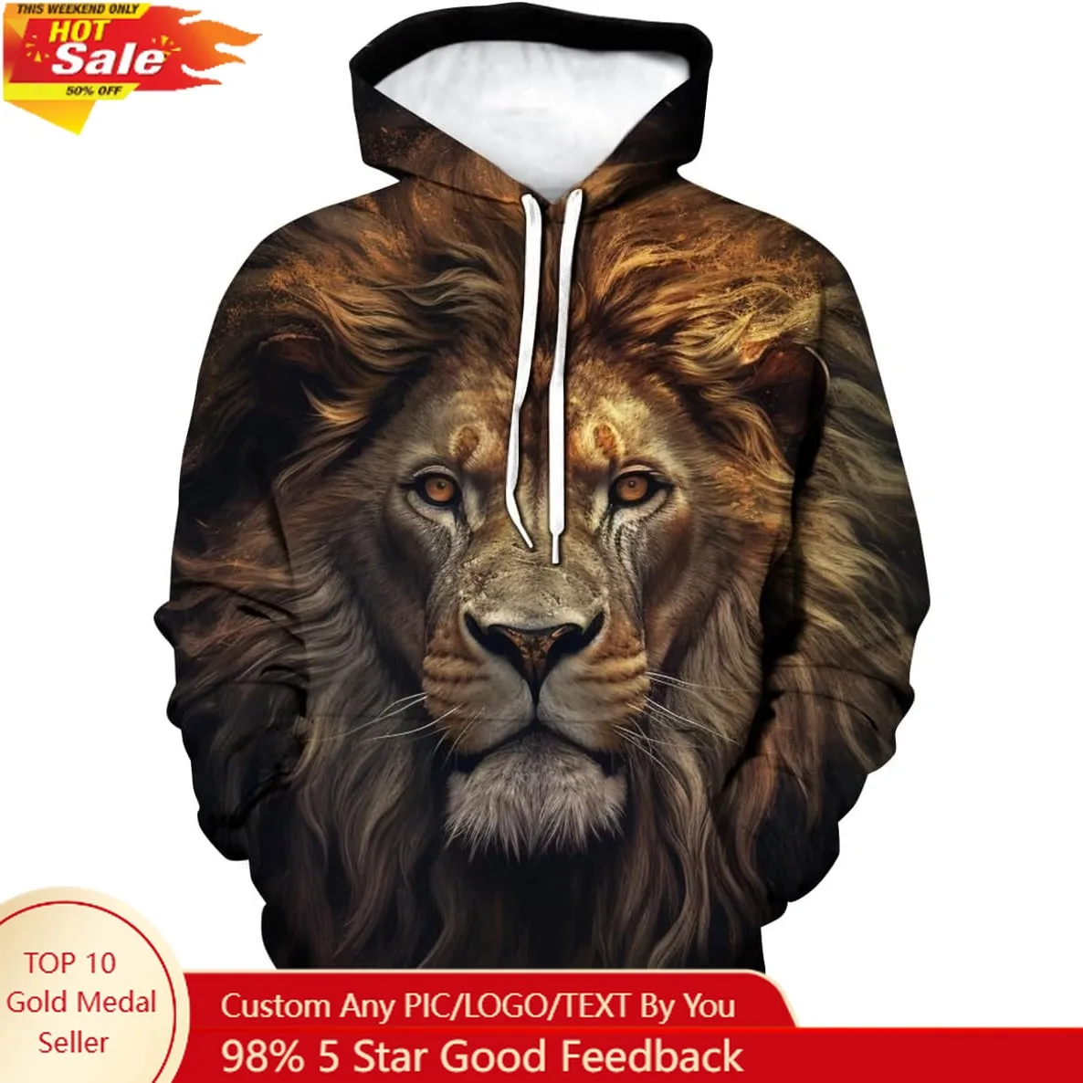 Lurhonp الأسد هوديس الرجال امرأة عادية هوديي الدافئة البلوز مقنعين موضة البلوز ملابس علوية فضفاضة مع جيوب