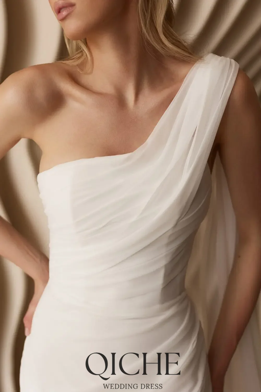 QICHE One-Shoulder-Meerjungfrau-Brautkleid mit Schnürung, maßgeschneidertes elegantes Brautkleid, Brautkleider, Robe de Mariée