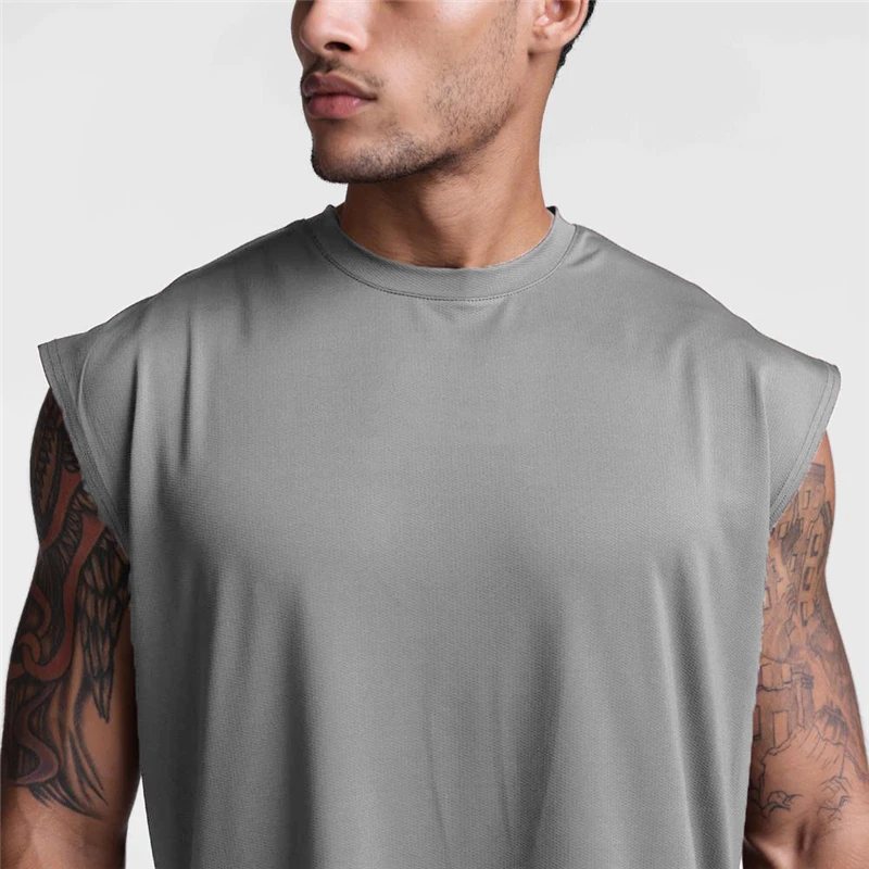 Summer Men\'s Mesh Gym Vest Quick Dry Loose Fitness Exercise Wide shoulder Sports Sleeveless Shirt Bodybuilding  Tank Top