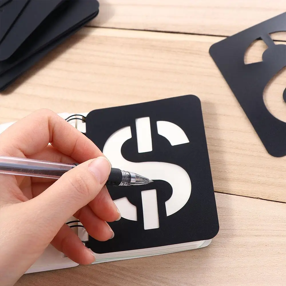 مجموعة استنسل الحروف المجوفة منقوشة للرسم، قالب رسم بخاخ، رموز رقم الحروف، قوالب نسخ استنسل