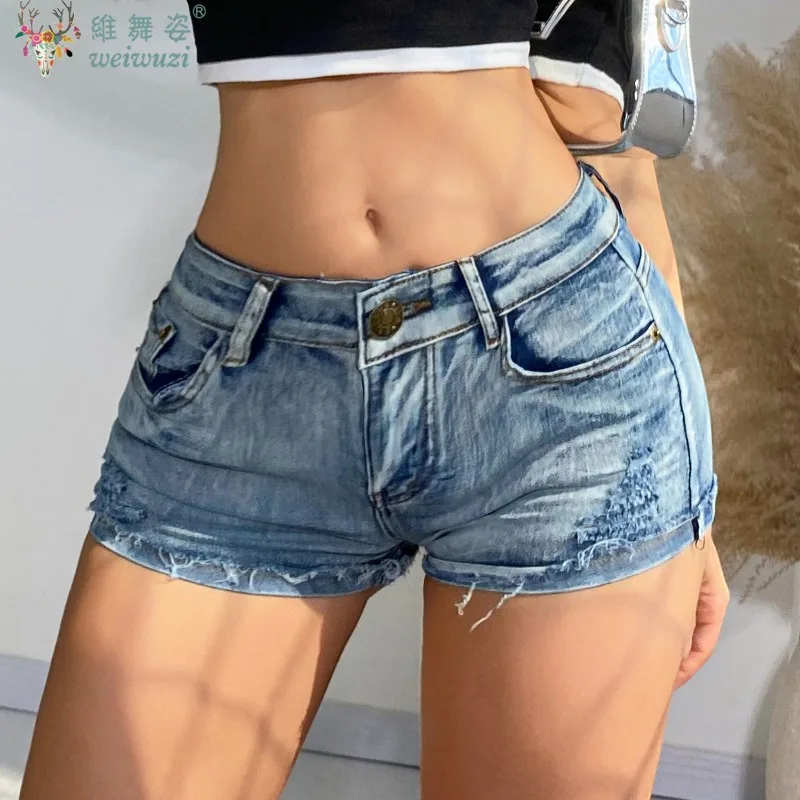 

Женские джинсы, сексуальные очаровательные джинсовые шорты с высокой талией и пуговицами, узкие супер шорты для ночного клуба, DJ Pole Dance DS Performance Outfi