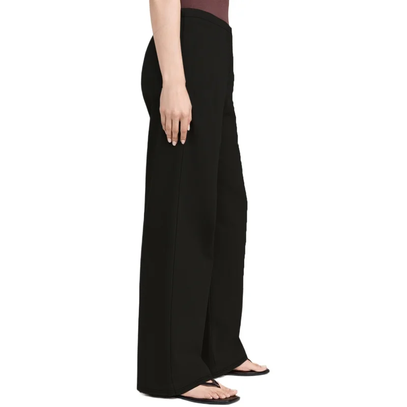   2025 moderno na moda calças de perna larga feminina cintura elástica confortável emagrecimento preto escritório casual wear