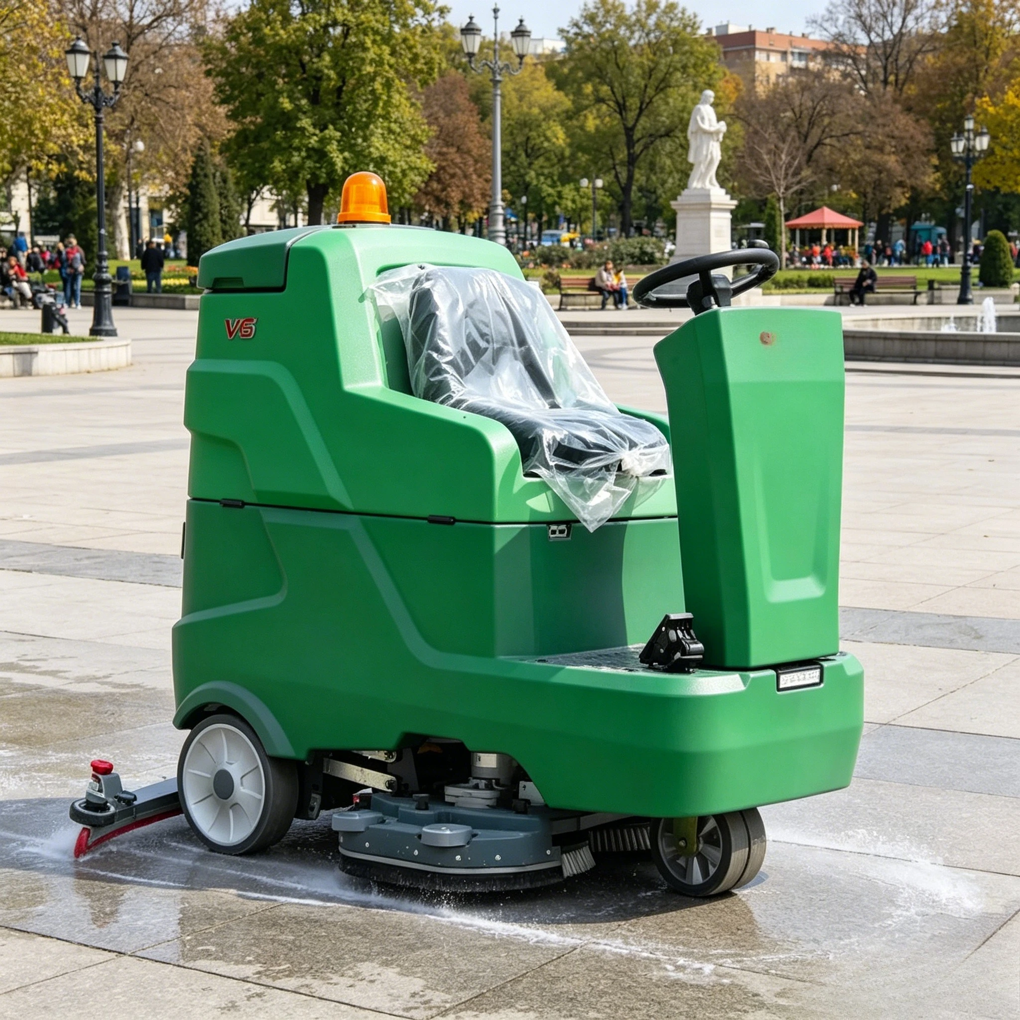 Ride-On Electric 24V 860mm Heavy Duty Industrial Floor Scrubber with Burnishing for Marble Terrazzo Warehouse Cleaning