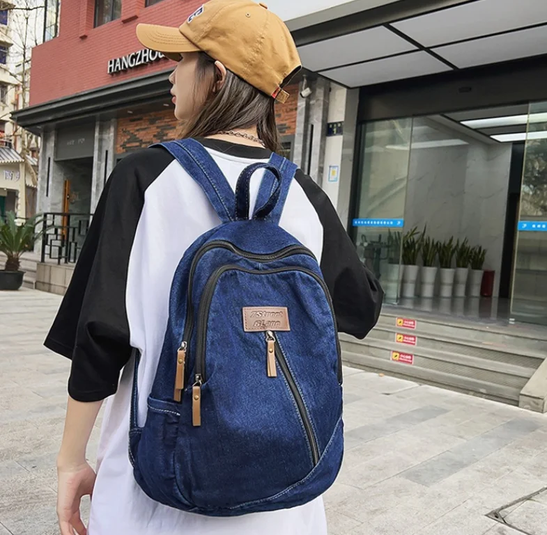 Girls Backpack for Boy Denim backpacks Computer mochila Large Capacity Retro Large Capacity School Bags Class Bags for Girl Sac