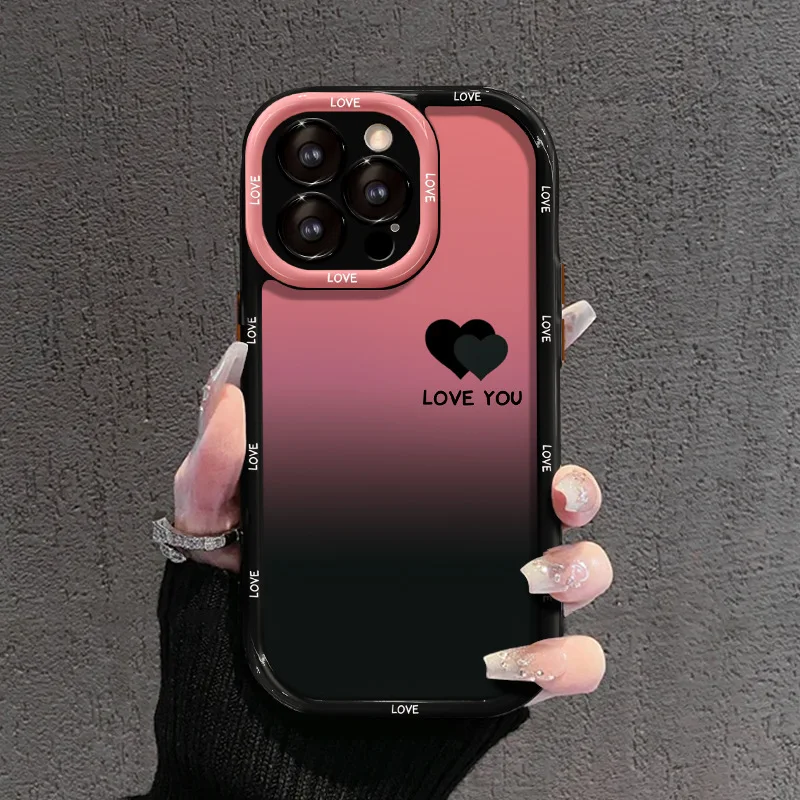 

Gradient Love Suitable for iPhone 17 Pro Phone Case 15 Acrylic 14 Precision Hole Full Package Anti Drop 16