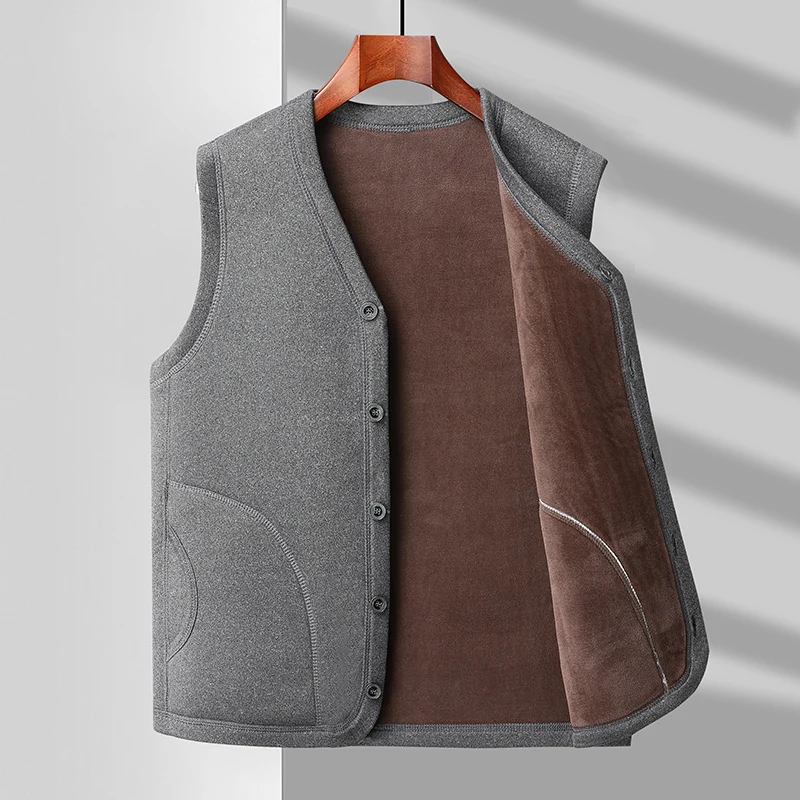 

Новинка осени/зимы 202, мужская хлопковая куртка, жилет, пальто с толстым бархатом, теплая внутренняя подкладка, немецкий бархат, одежда для папы, жилет