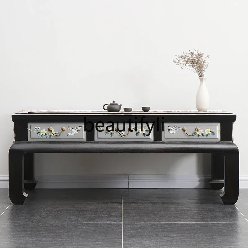 

zq1Modern Chinese Style Solid Wood Coffee Table Simple Coffee Table with Storage Drawer Full Mortise and Tenon Furniture