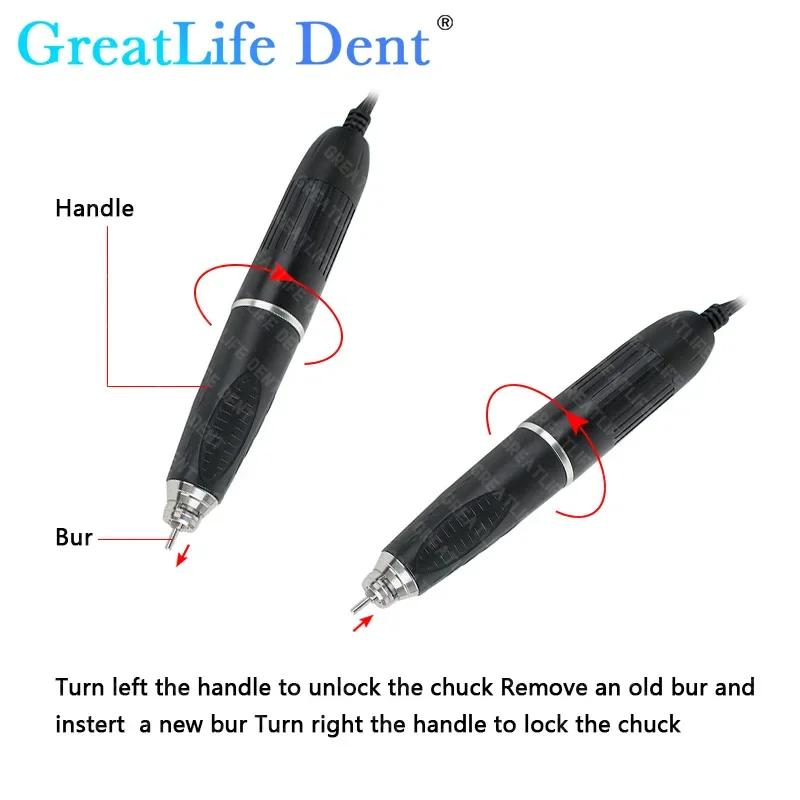 GreatLife Dent 60000RPM ทันตกรรม Micromotor Lab Micro มอเตอร์ควบคุมความเร็วสูง Brushless พร้อม Handpiece เจาะเครื่องขัด