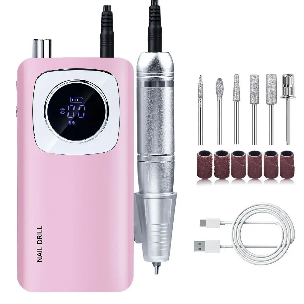 45000RPM Electric Nail Drill Machine With LCD Low Noise Electric Nail Art Drill Portable Rechargeable Electric Manicures Set