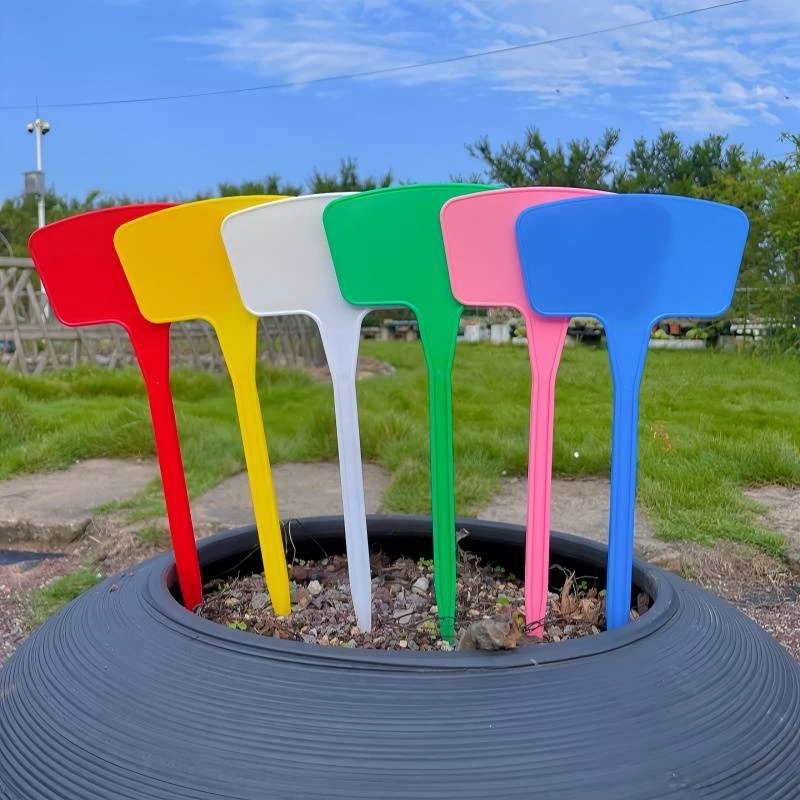 20cm 5/20Pcs/Set T-Shape Plastic Plant Tags Labels Waterproof Solid Color Flower Seeds Varieties Tagging Garden Labels Plaques