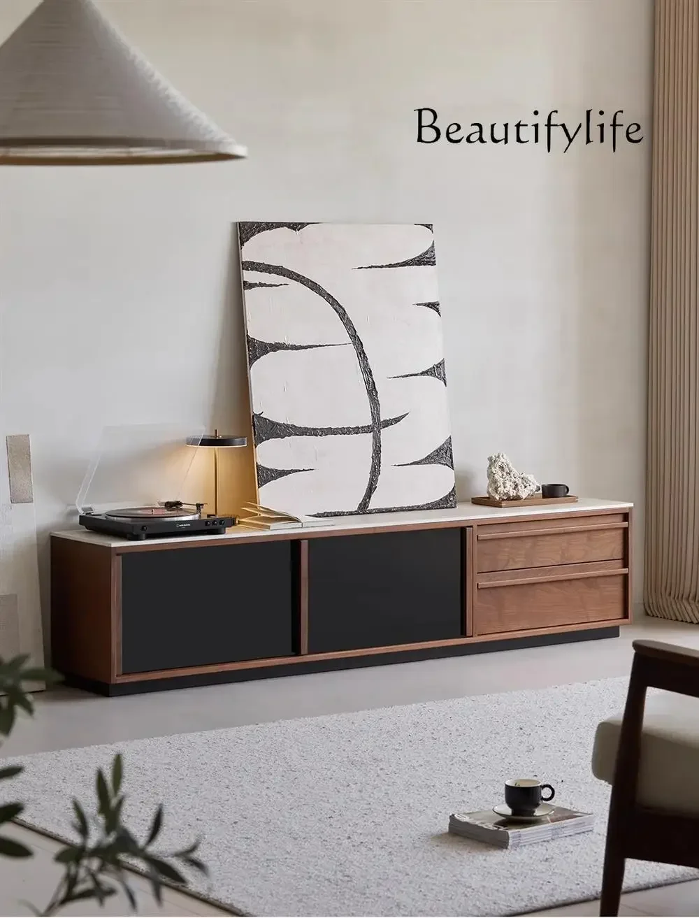 خزانة تلفزيون من الخشب الصلب من العصور الوسطى HI X، خزانة ألواح صخرية عالية الجودة لأرضية الجوز الأسود في أمريكا الشمالية