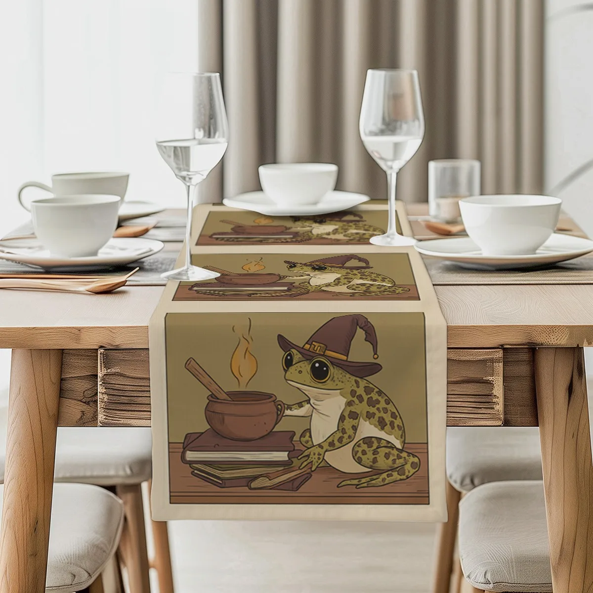 decor table runner Halloween Frog Spot Vintage Table Flag for wedding,Restaurant,Holiday Gathering New Year,Birthdays