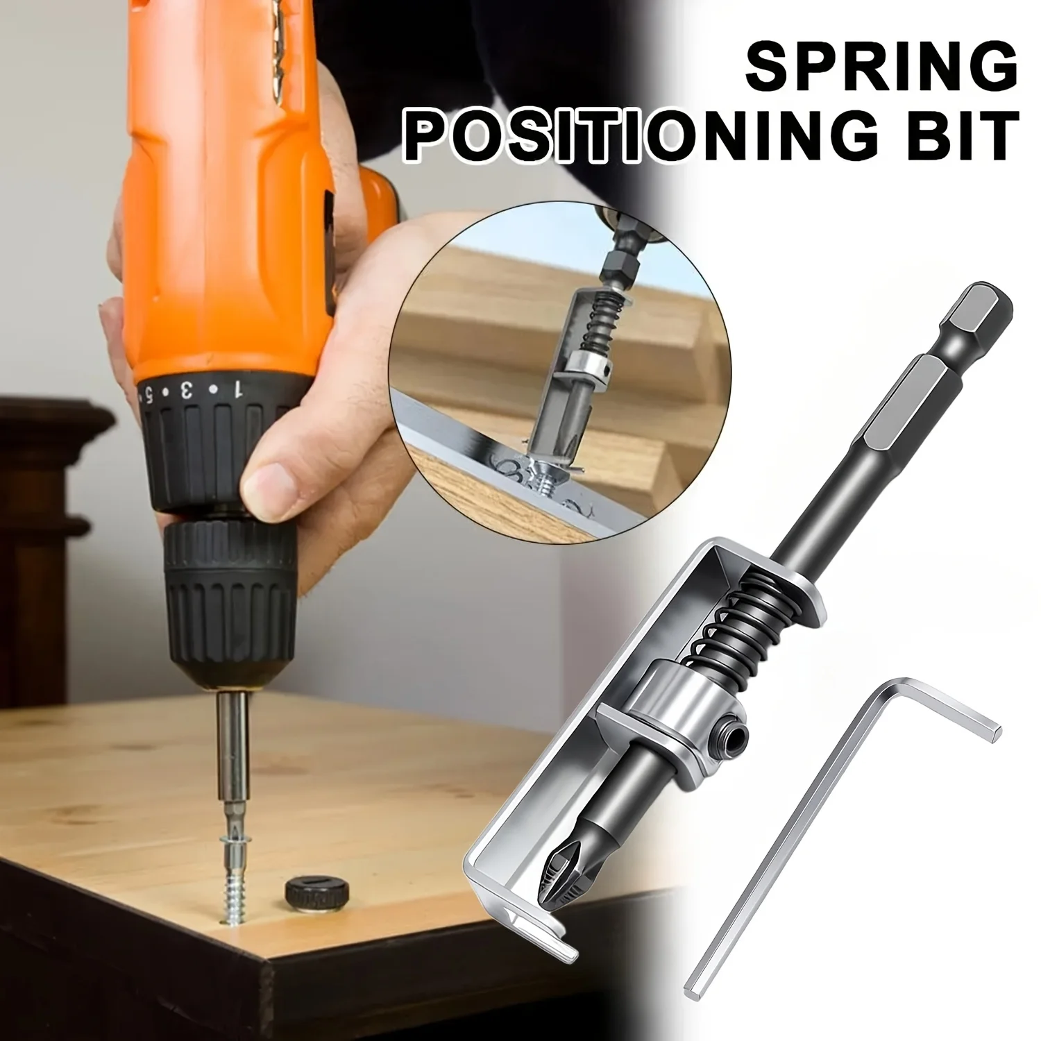 

2-Piece Screw Fixing Tool Set with Anti-Drop Screwdriver Bits, Spring-Loaded Positioning Bits, and Universal Screw Fixing Tools Designed for One-Handed Use and Equipped with an Ergonomic Locking Mechanism