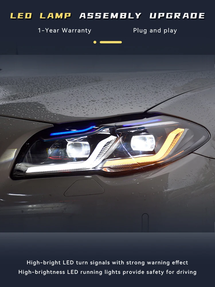 

Car Lights For BMW 5 Series F18 F10 Head Light 2010-2017 520 525 530 LED Front LED Thunder Blue Eyebrow Automotive Accessories