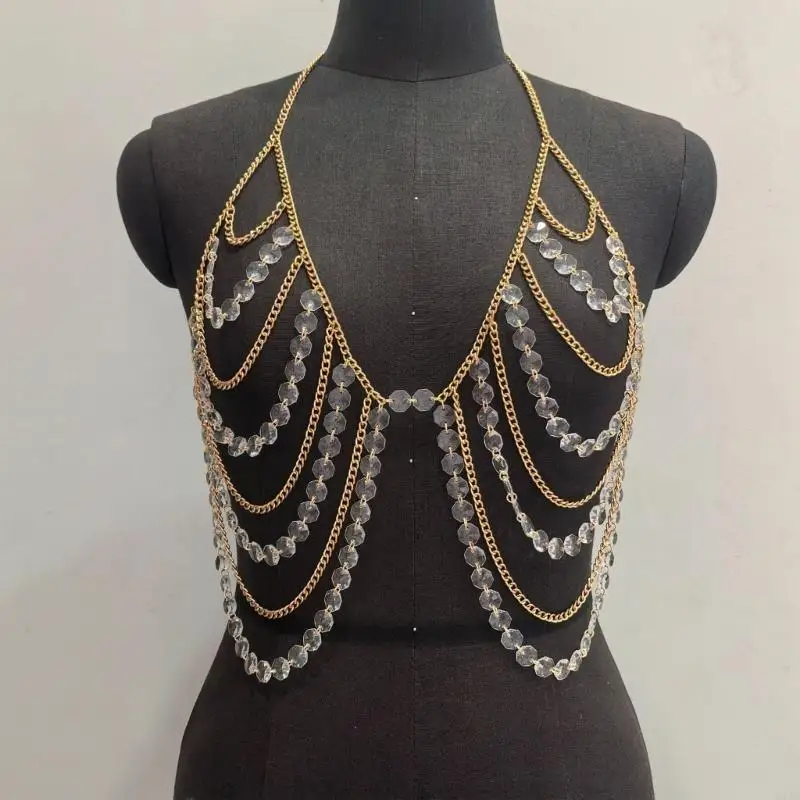  Trendy Acrylic Beaded Harness Necklace Edgy Outfit Completer Piece