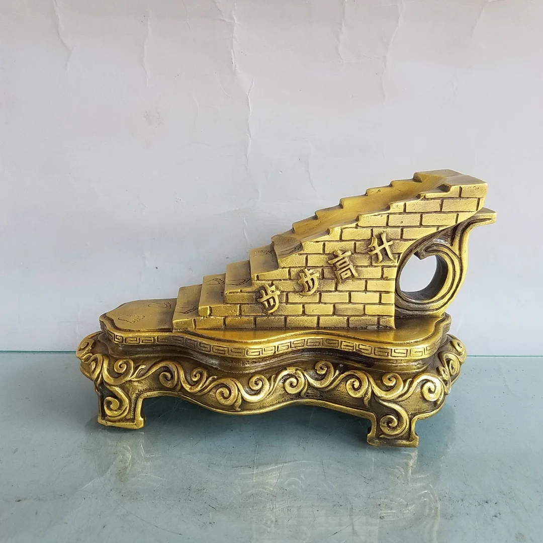 Vintage Brass Stairway Sculpture - Traditional Step-by-Step Ascension Ornament, Home & Office Desk Decor & Collectible ﻿