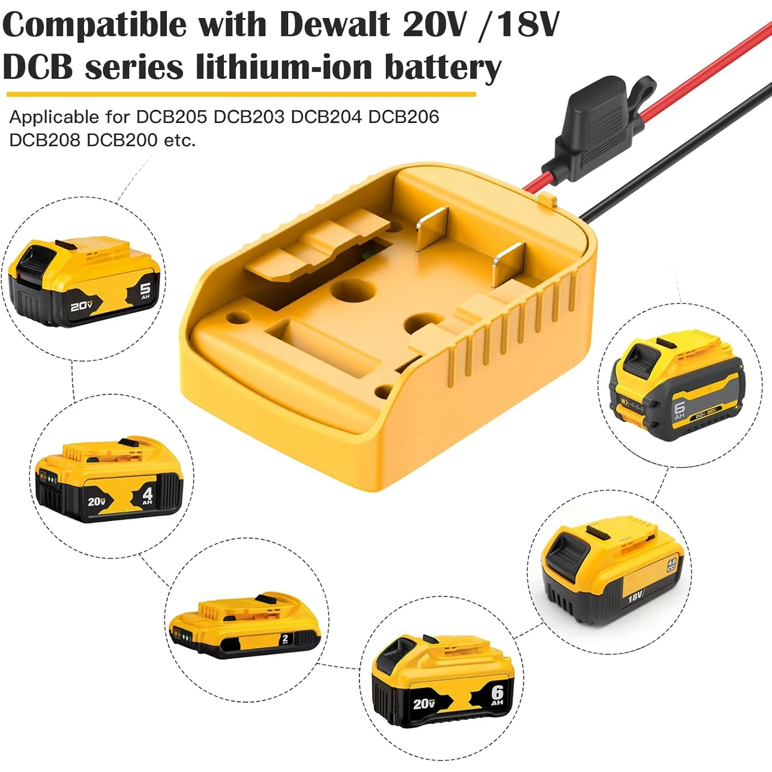 Für Dewalt Batterie 18/20 V, Adapter Power Wheel Batterie Konverter Kit mit Sicherungen & Kabelklemmen & 12AWG Draht für DIY RC Auto – Detail 5
