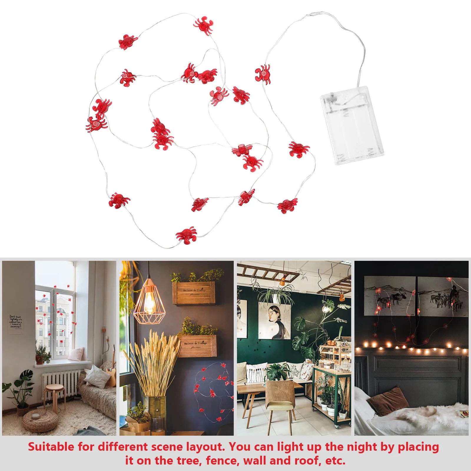 20LED creatieve krab lichtslinger unieke scènelamp tuin tuin hek muur decor warme gezellige sfeer lichtslinger