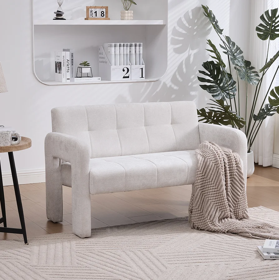 #Nordic Modern Double Armchair Living Room Bedroom Compact Upholstered Sofa Set Chenille Memory Foam
