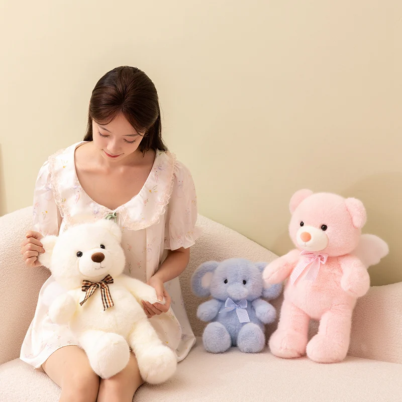 

Adorable Angel Series Soothing Plush Doll Pink Blue Elephant Plush Toy Kawaii Bear With Wing Toy Kid Birthday Home Decor
