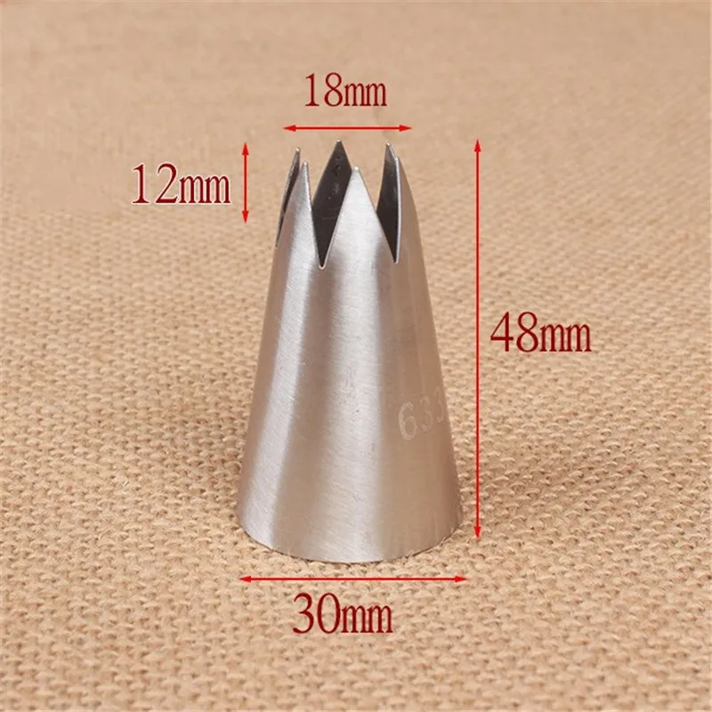 1PCS #633 Pastry Nozzles all for cakes and baking Cake Decorating Tools Stainless Steel Cream Pastry Nozzles Open Star Tips