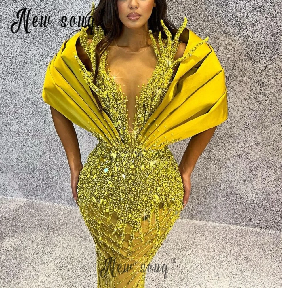 Vestido de fiesta de Dios de lujo Dubai sin hombros cristales vestidos para ocasiones formales de talla grande para mujeres vestidos de compromiso segunda recepción