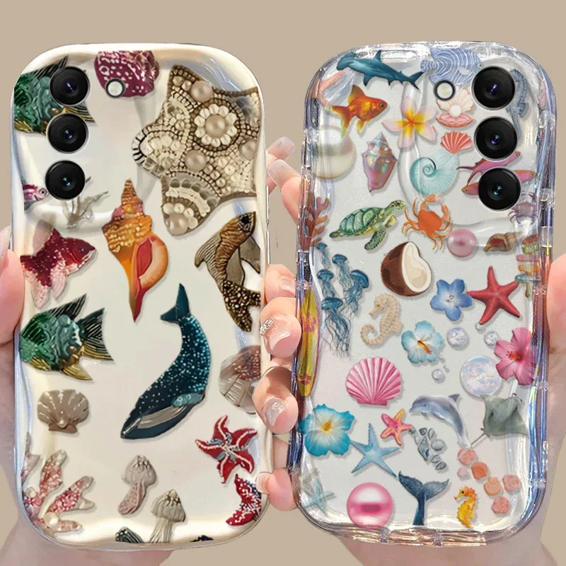 Fashion Flower Ocean Animals Case For Samsung Galaxy S26 Ultra S25 S24 Plus S26FE A17 A06 A07 A16 A56 M16 A36 A55 A15 Silicone