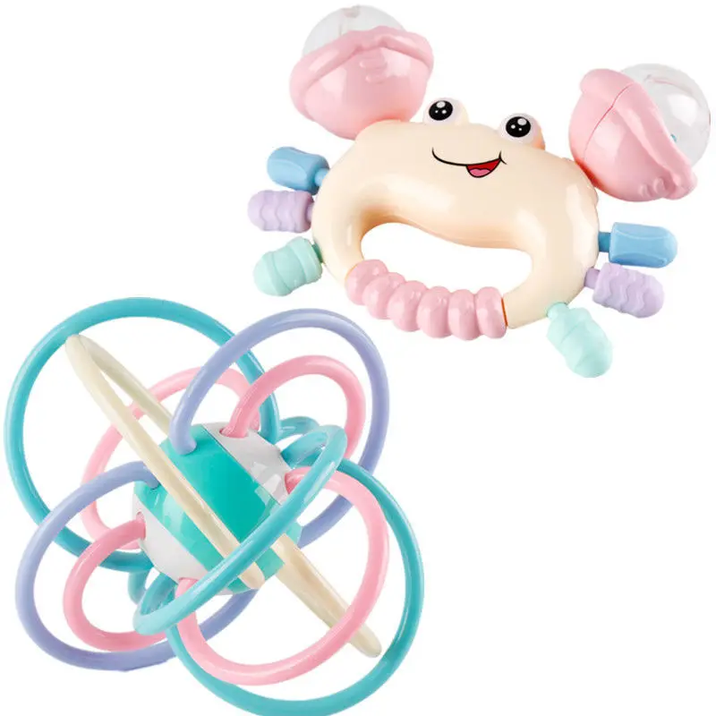 حزم متعددة التنمية المبكرة كراب حشرجة الموت مانهاتن ألعاب كروية للأطفال من عمر 0 إلى 36 شهرًا ألعاب الأطفال عضاضة حشرجة الموت جرس التدريب #3