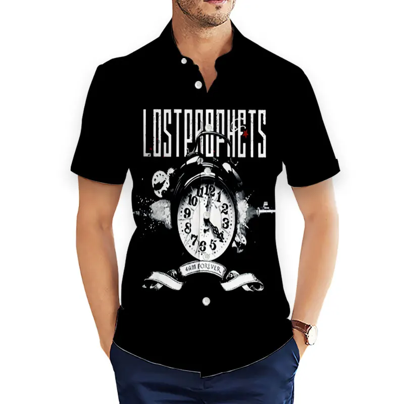 Lostprophets Band 3D Printed  Fashion Casual Shirts Men's /Women's  Short Sleeves Loose Breathable Hawaii Shirts