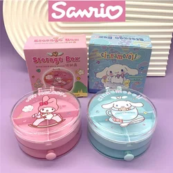 New Sanrio Cinnamoroll Mymelody Round Storage Box Desktop Rubber Band Small Items Jewelry Box Ornaments Girls Gifts